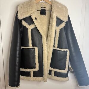 Mango Black and Cream shearling jacket